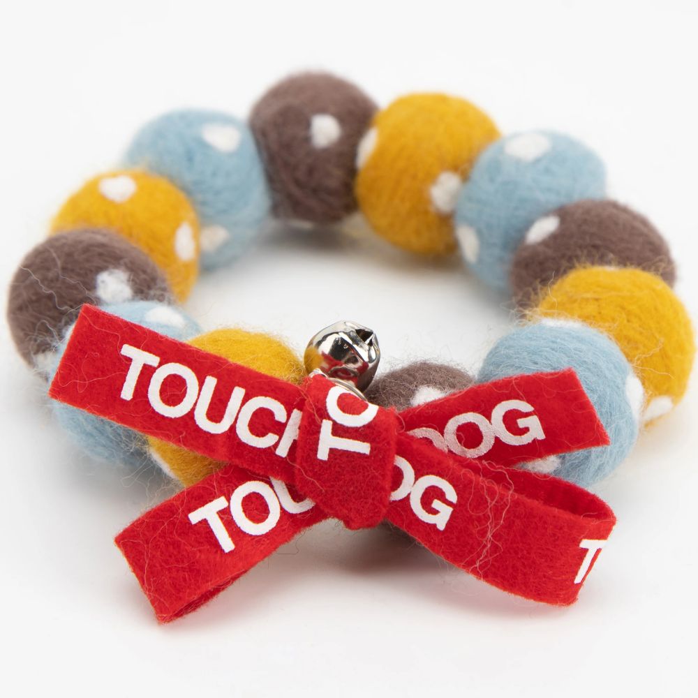 Touchcat Pom-Pom Patterned Designer Cat Neck Collar - Yellow