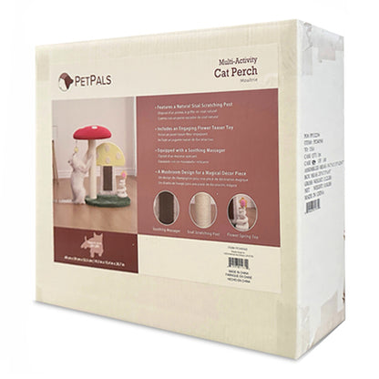 PetPals Apartment-Sized Magical Mushroom Cat Perch - 20"H, 2 Level, Medium, Moultrie