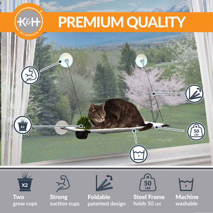 EZ Mount Window Lounger with Cat Grass Grow Station by K&H
