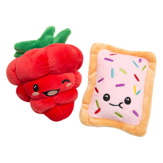 SnugArooz Poptart and Raspberry Plush Dog Toy 4" 2pk